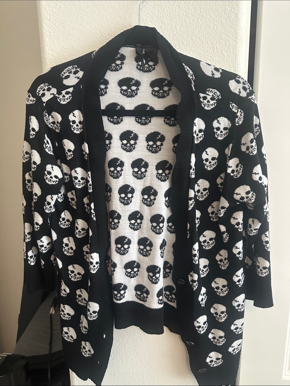 Retro Chic Black and White Skull Cardigan
